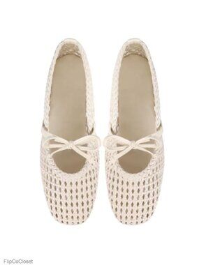 Woven Mary Jane Flats Square Toe Bow Ballet Slip On Shoes for Work Casual Office